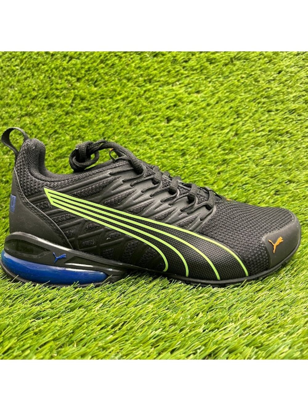 Puma Voltaic Evo Boys Size 6Y Black Green Blue Athletic Running Shoes Sneakers